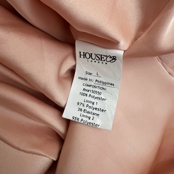 HOUSE OF CB 'Emanuela' Blush Pink Draped Ruched Mini Dress - Picture 6 of 9